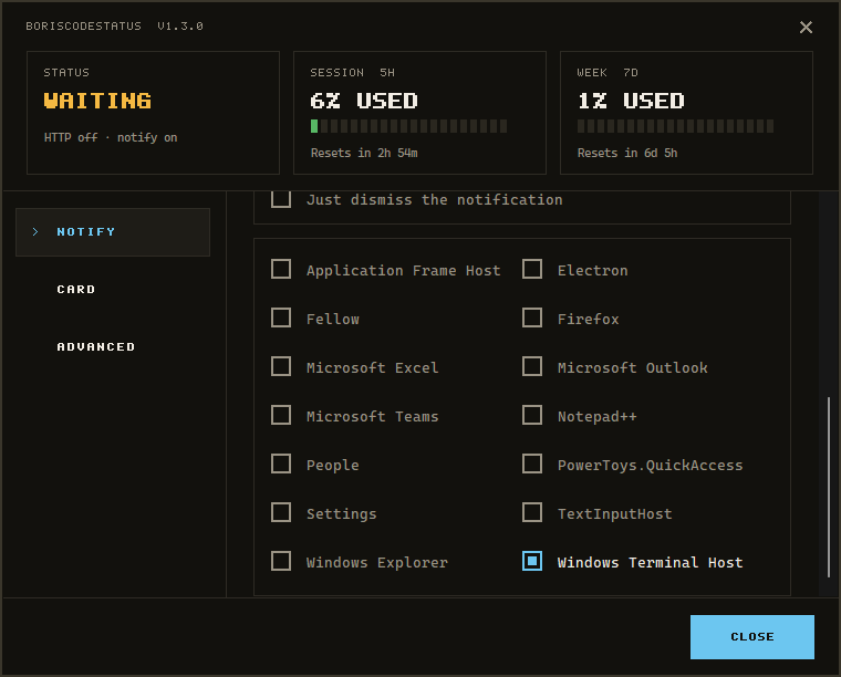 Settings: choose an app to bring to the front